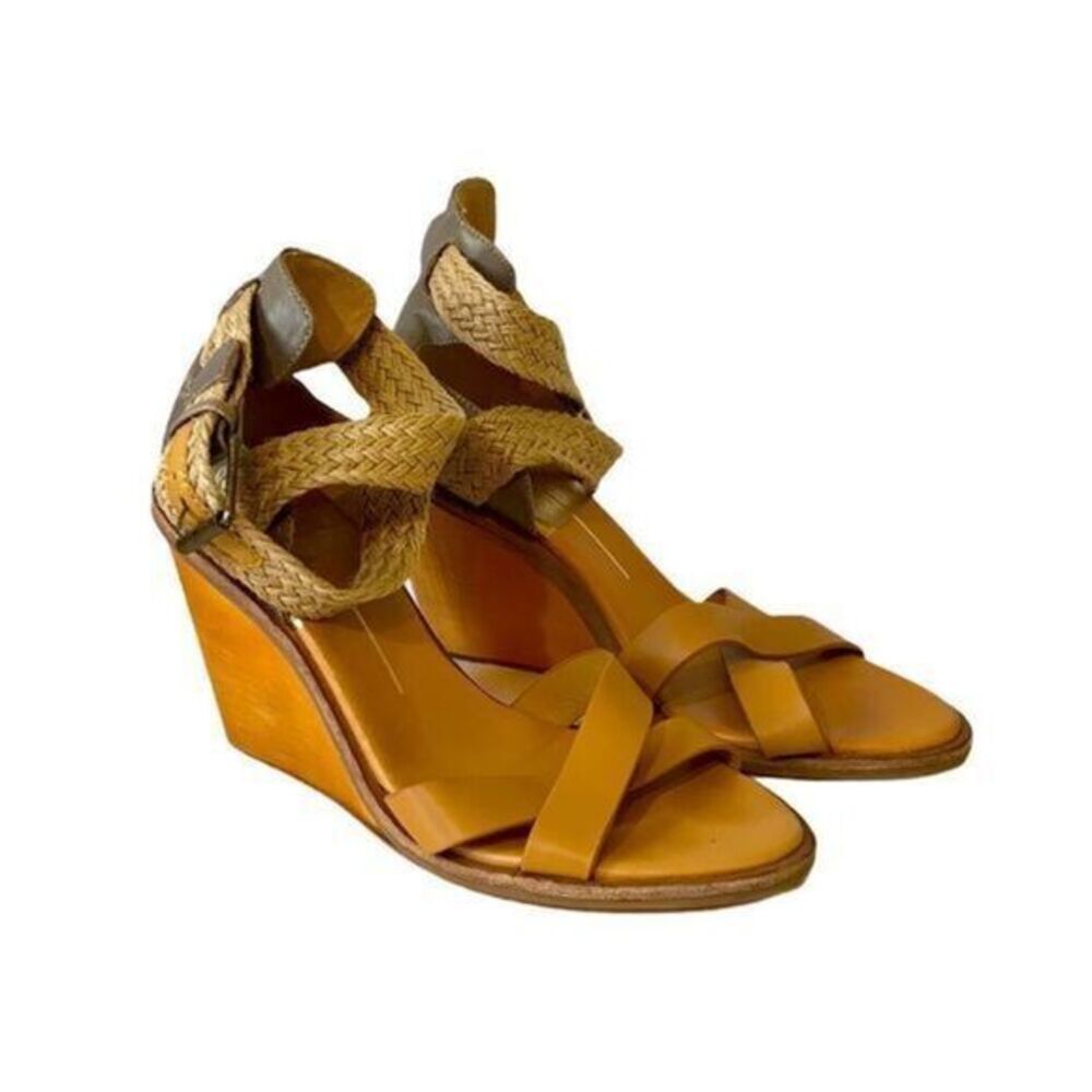 Dolce Vita 8.5 Wood Wedge Ankle Strap Sandals